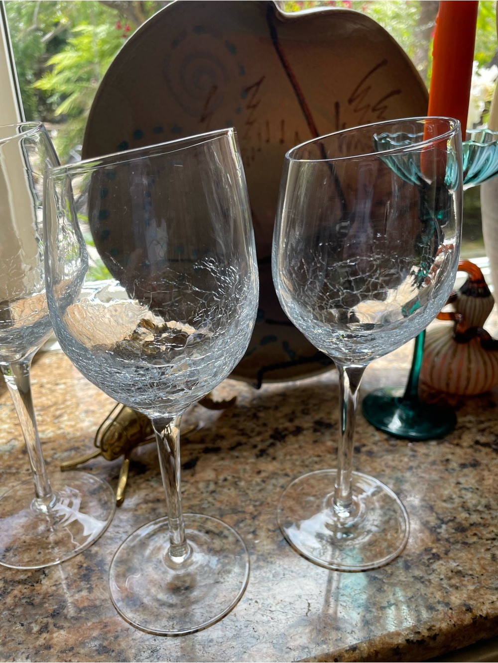 Pier 1 Imports slant crackle wine glasses set of 2